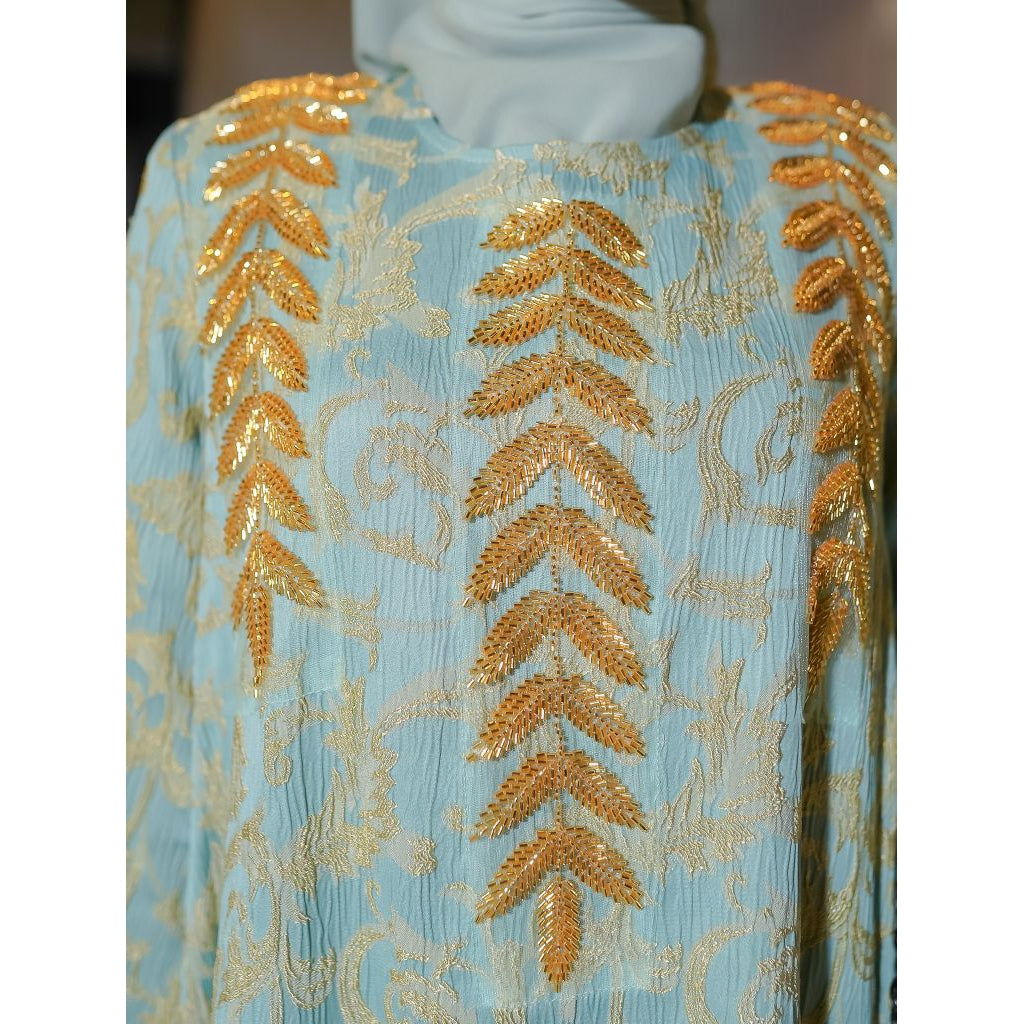 Abaya Jacquard Elegan Yang Disulam Dengan Bunga Dari Lelas Store