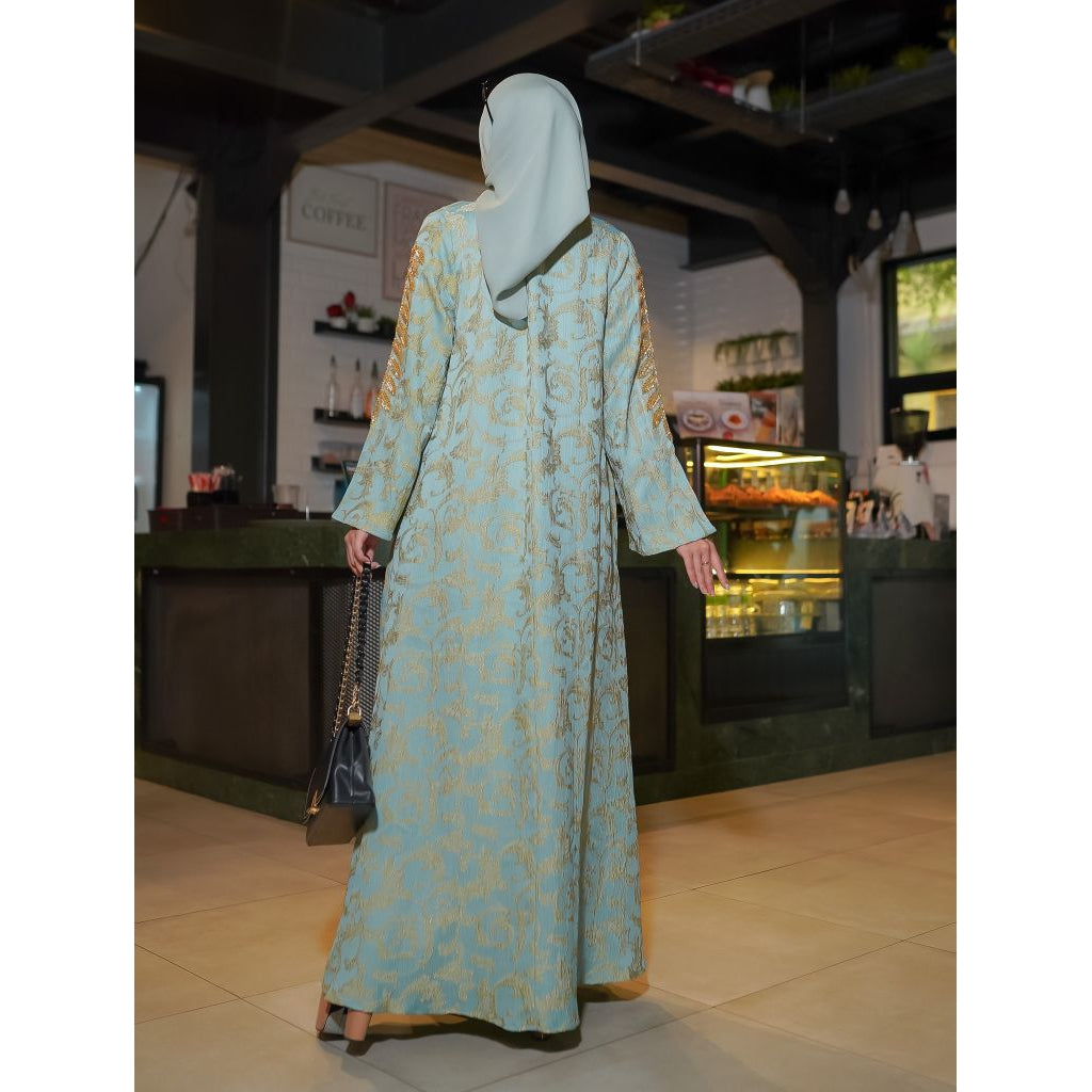 Abaya Jacquard Elegan Yang Disulam Dengan Bunga Dari Lelas Store
