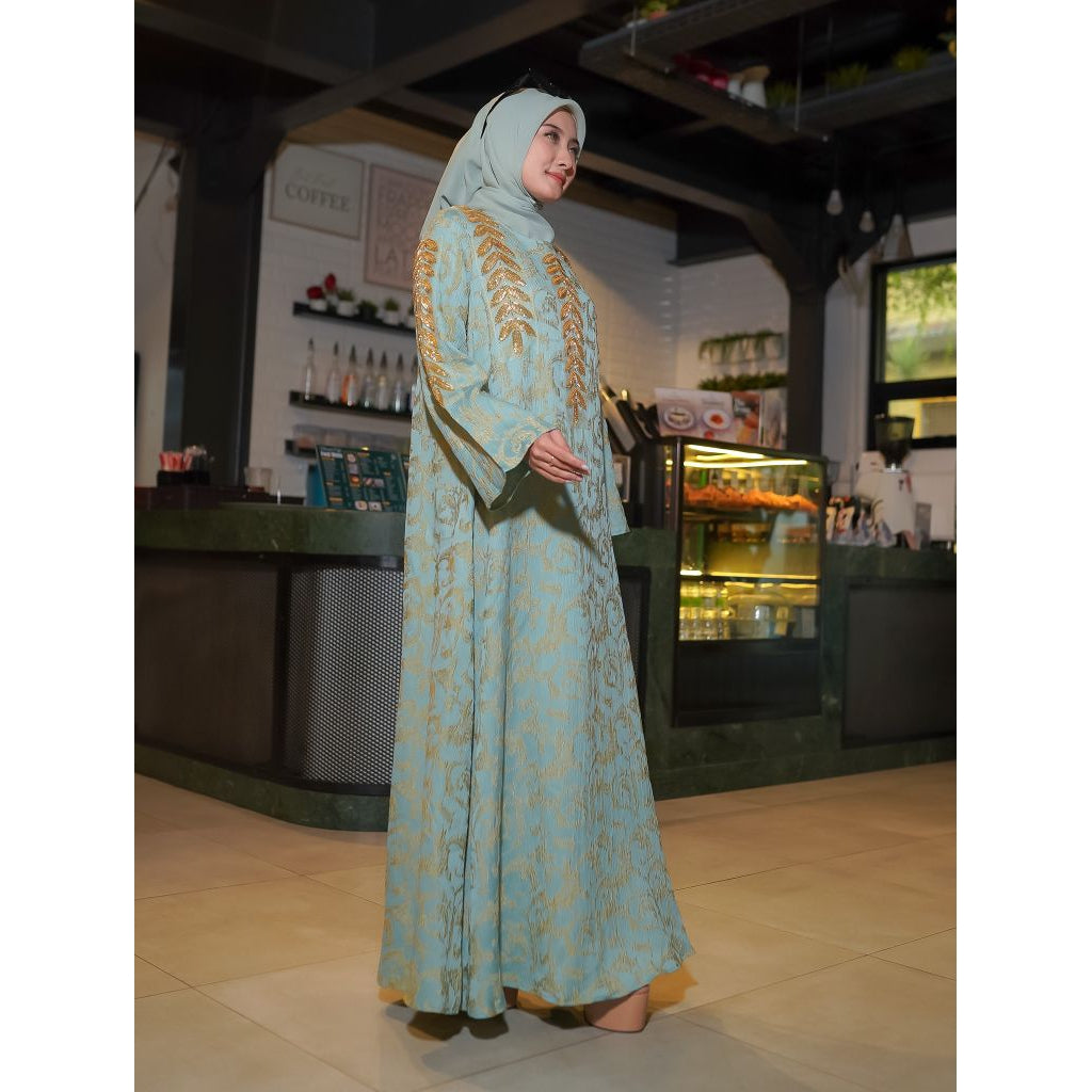 Abaya Jacquard Elegan Yang Disulam Dengan Bunga Dari Lelas Store