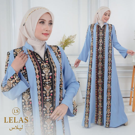 Dubai Bordir Kaftan Wanita Muslim ,Jubah Panjang Koktail Maxi Gaun Arabian Style Dari Lelas Store