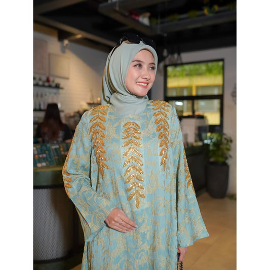 Abaya Jacquard Elegan Yang Disulam Dengan Bunga  Dari Lelas Store