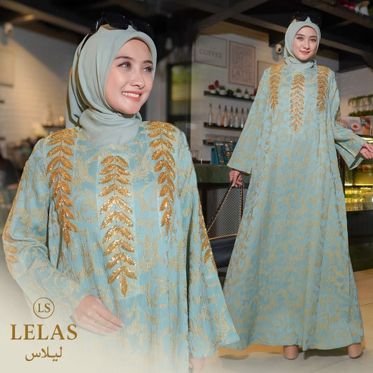 Abaya Jacquard Elegan Yang Disulam Dengan Bunga  Dari Lelas Store