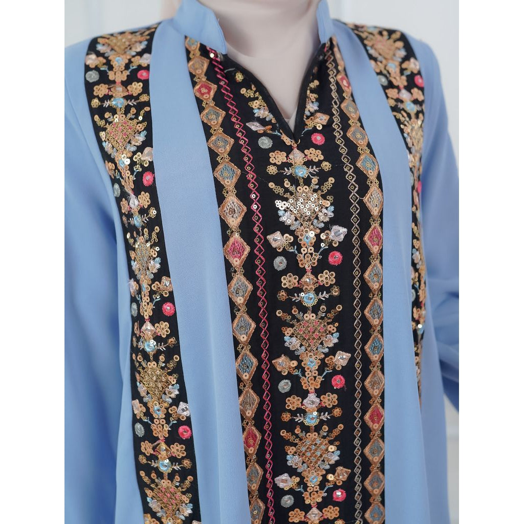 Dubai Bordir Kaftan Wanita Muslim ,Jubah Panjang Koktail Maxi Gaun Arabian Style Dari Lelas Store